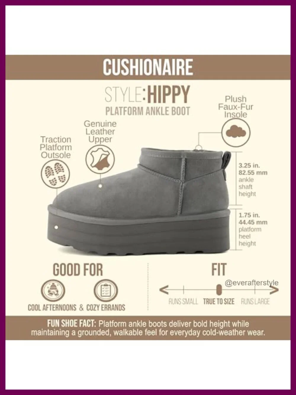 Genuine Suede Platform Ankle Boots with Faux Fur Lining Memory Foam Slip-On
